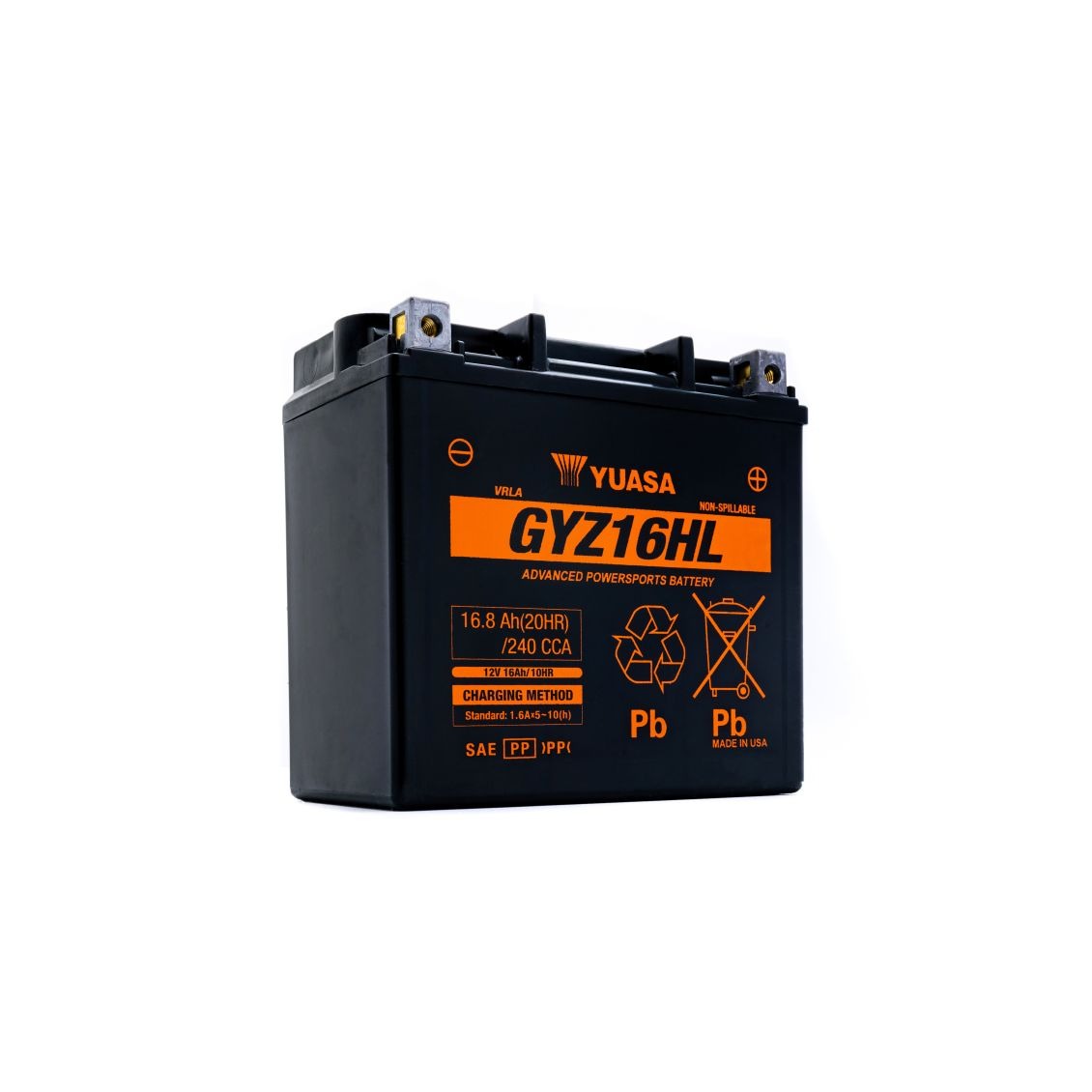 Yuasa GYZ16HL (WC) 12V Factory Activated High Performance MF VRLA Battery