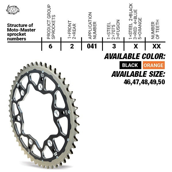 Moto-Master Fusion Dual Ring Rear Sprocket - Orange - 420-50 - KTM/Hqv/GasGas 65SX TC65 MC65 2025