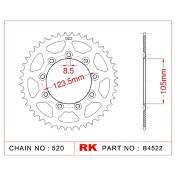 Sprocket Rear Steel RK B4522-50 Supersprox 151 TM racing
