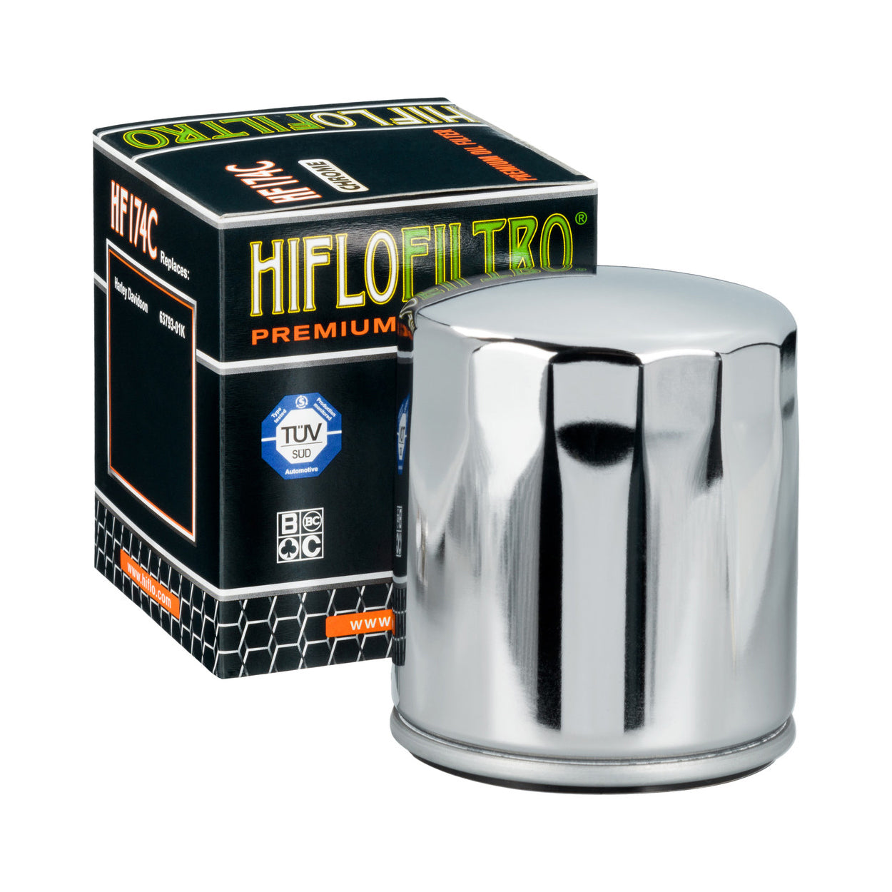 Hiflofiltro Oil Filter Chrome Finish HF174C