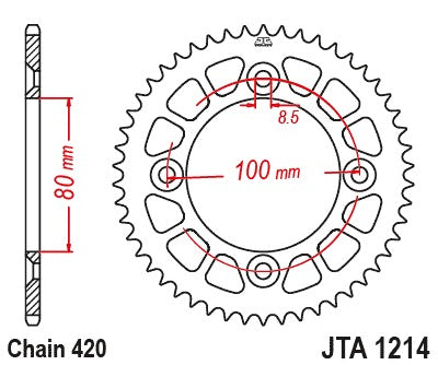 JT Racelite Aluminium Black Sprocket JTA1214.38BLK