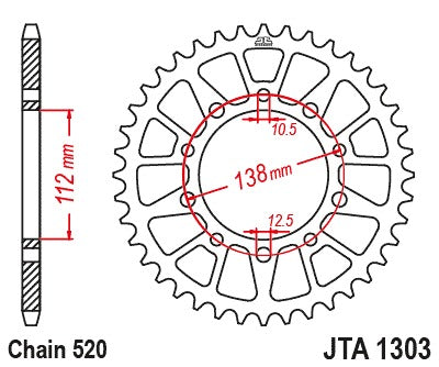 JT Racelite Aluminium Black Sprocket JTA1303.43BLK