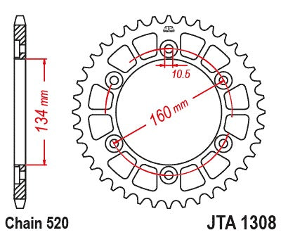 JT Racelite Aluminium Black Sprocket JTA1308.47BLK