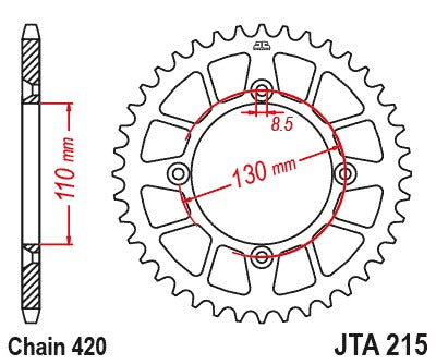 JT Racelite Aluminium Black Sprocket JTA215.50BLK