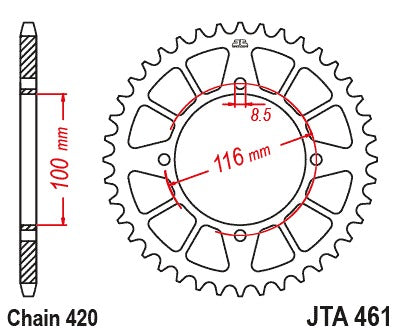 JT Racelite Aluminium Black Sprocket JTA461.50BLK