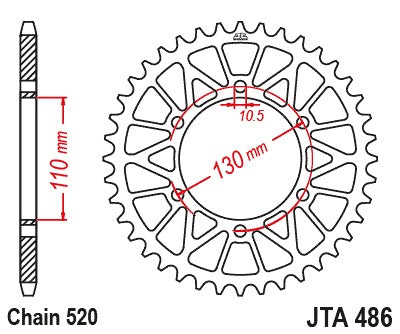 JT Racelite Aluminium Gold Sprocket JTA486.47GLD