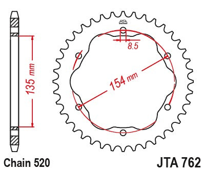 JT Racelite Aluminium Black Sprocket JTA762.39BLK