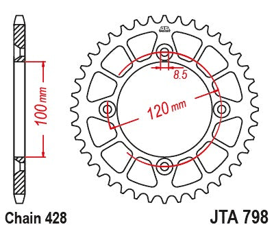 JT Racelite Aluminium Blue Sprocket JTA798.52BLU