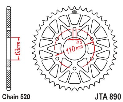 JT Racelite Aluminium Black Sprocket JTA890.45BLK