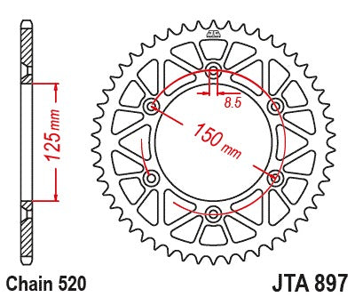 JT Racelite Aluminium Red Sprocket JTA897.51RED
