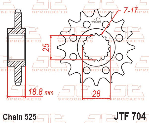JT Front Sprocket JTF704.15RB - Rubber Cushioned