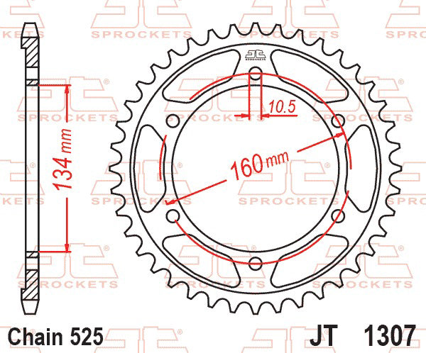 JT Twinstar Steel/Alu Gold Sprocket JTX1307.44GLD