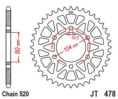 JT Twinstar Steel/Alu Gold Sprocket JTX478.41GLD