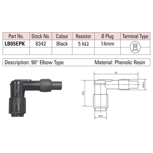 NGK Spark Plug Cap LB05EPK (8342) - Black