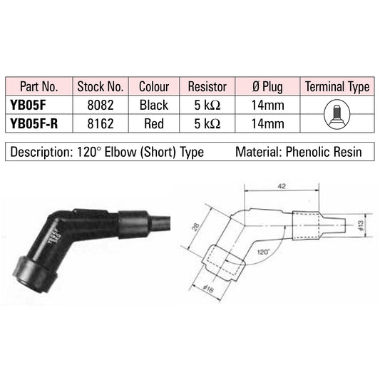 NGK Spark Plug Cap YB05F (8082) - Black