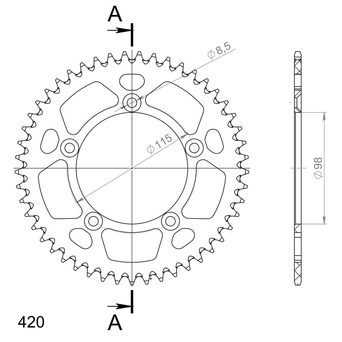 SuperSprox Rear Alloy MX RAL-4-50-BLK AP-BN56