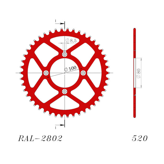 Supersprox Aluminium Rear Trials 2802-38 Red Open Trial Rear AP-BT2802