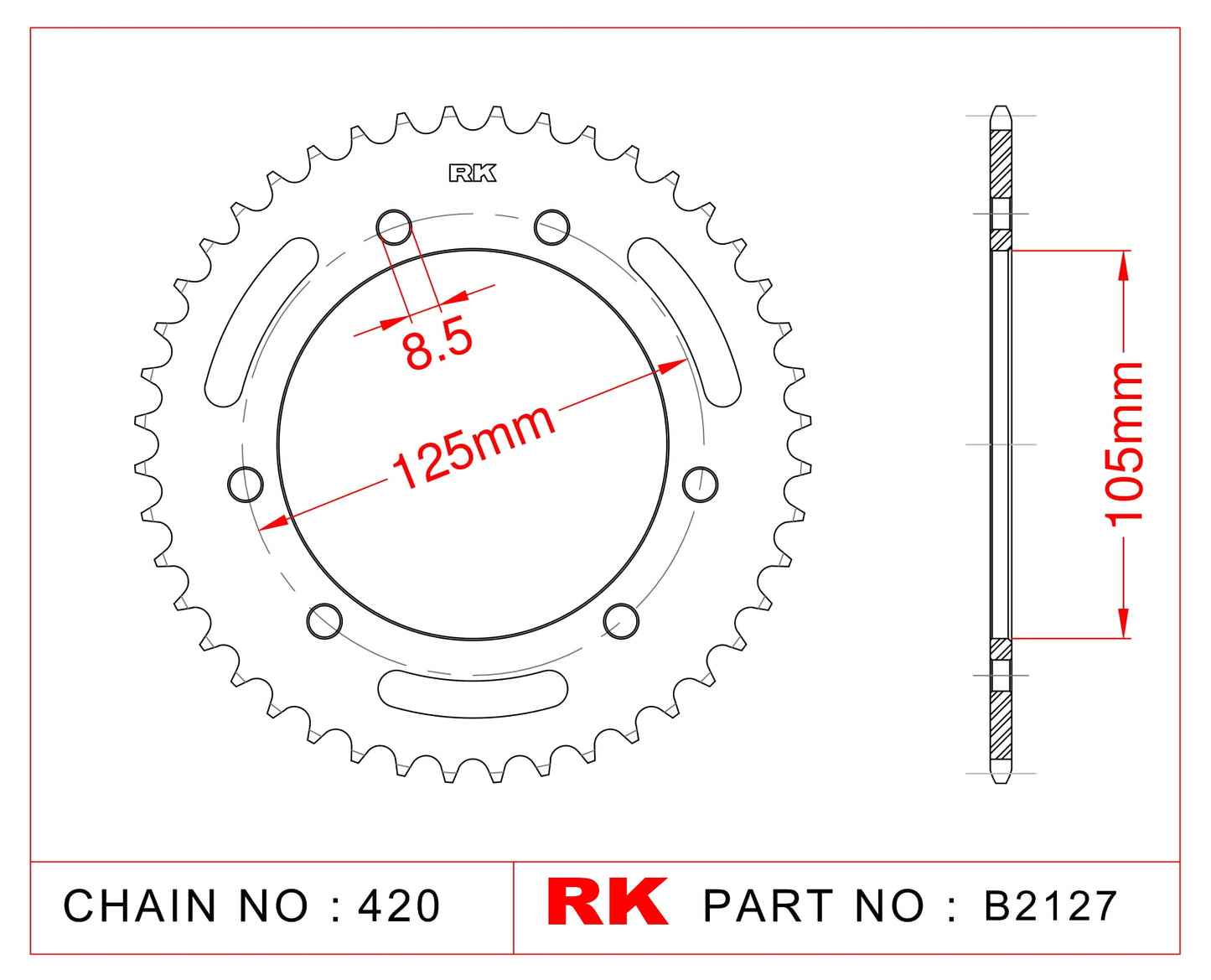 Sprocket Rear RK-B2127-53 JTR1131 Afam 47103