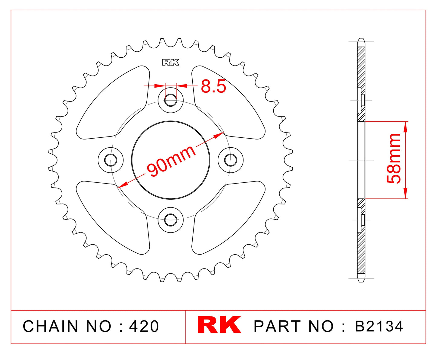 Sprocket Rear RK-B2134-37 JTR212 Afam 10117