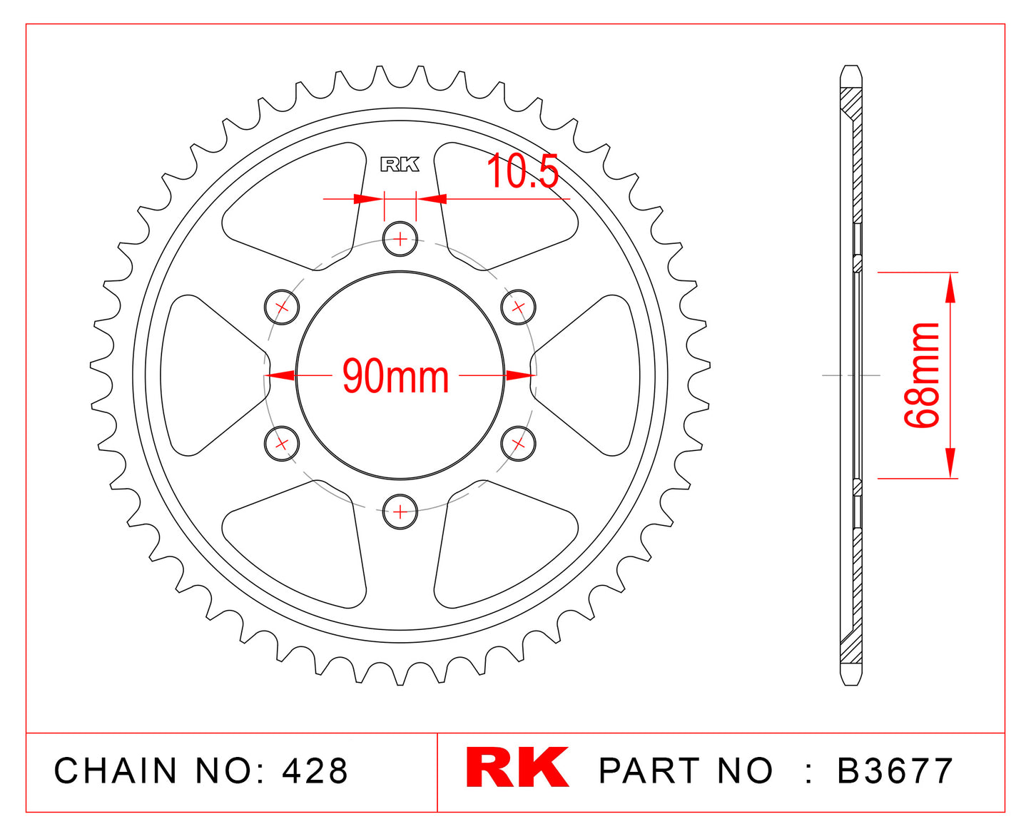 Sprocket Rear RK B3677-48 JTR 1222-48
