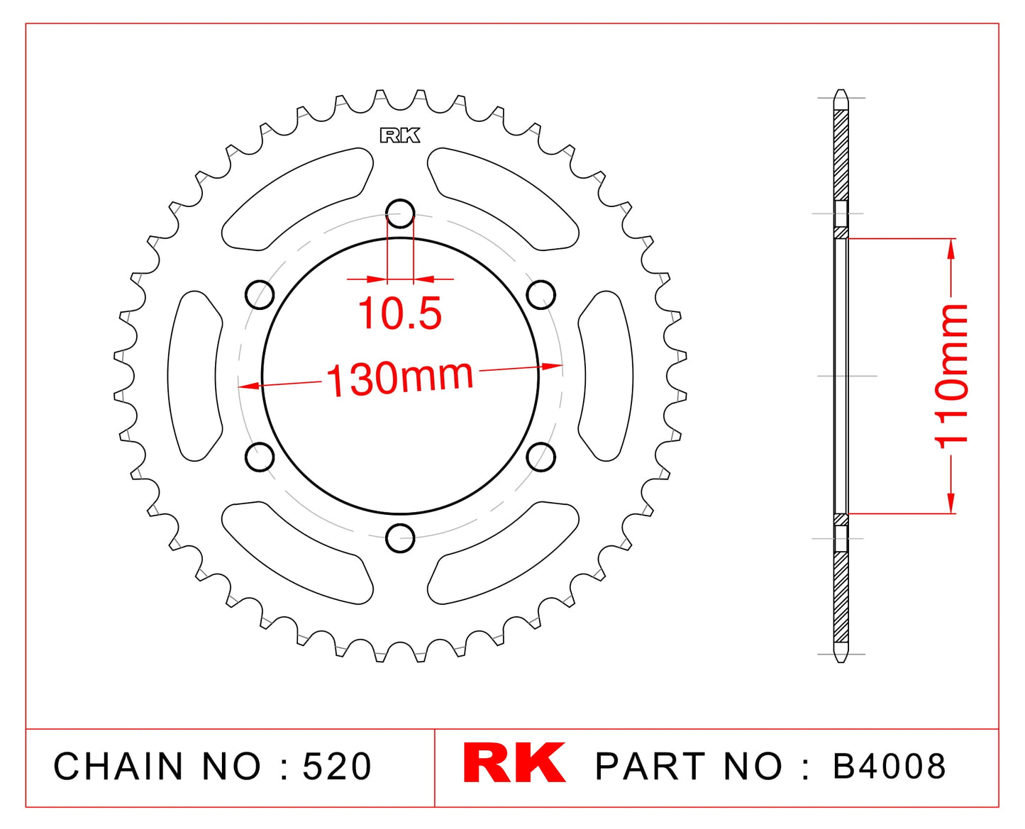 Sprocket Rear RK-B4008-43 JTR486 Afam 16500
