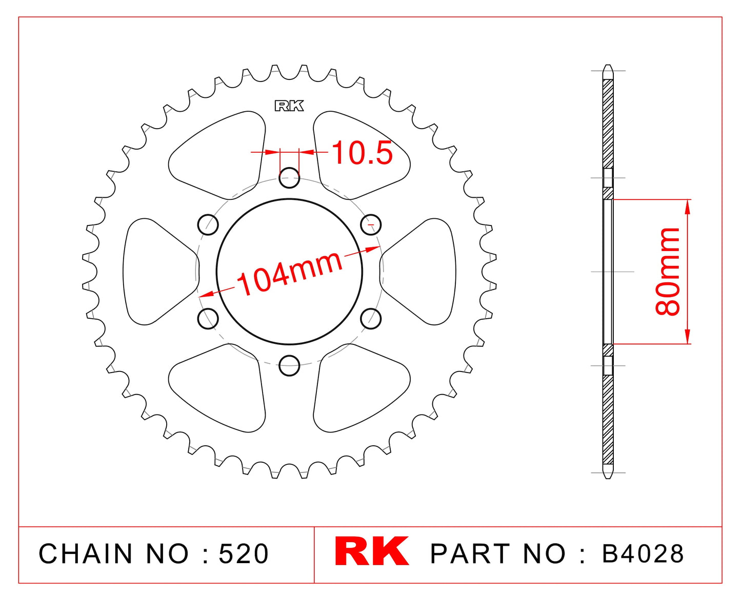 Sprocket Rear -B4028-46 JTR478 Afam 16606 CHT2102
