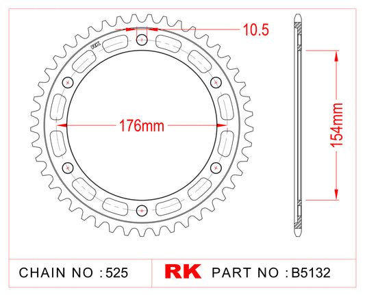 Sprocket Rear RK-B5132-44 (was B5151-44) JTR1346 Afam 10628