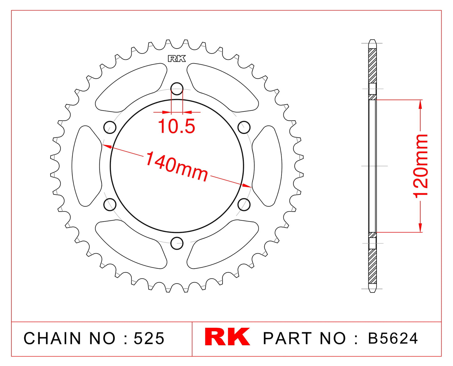 Sprocket Rear RK-B5624-38 JTR498 Afam 16605