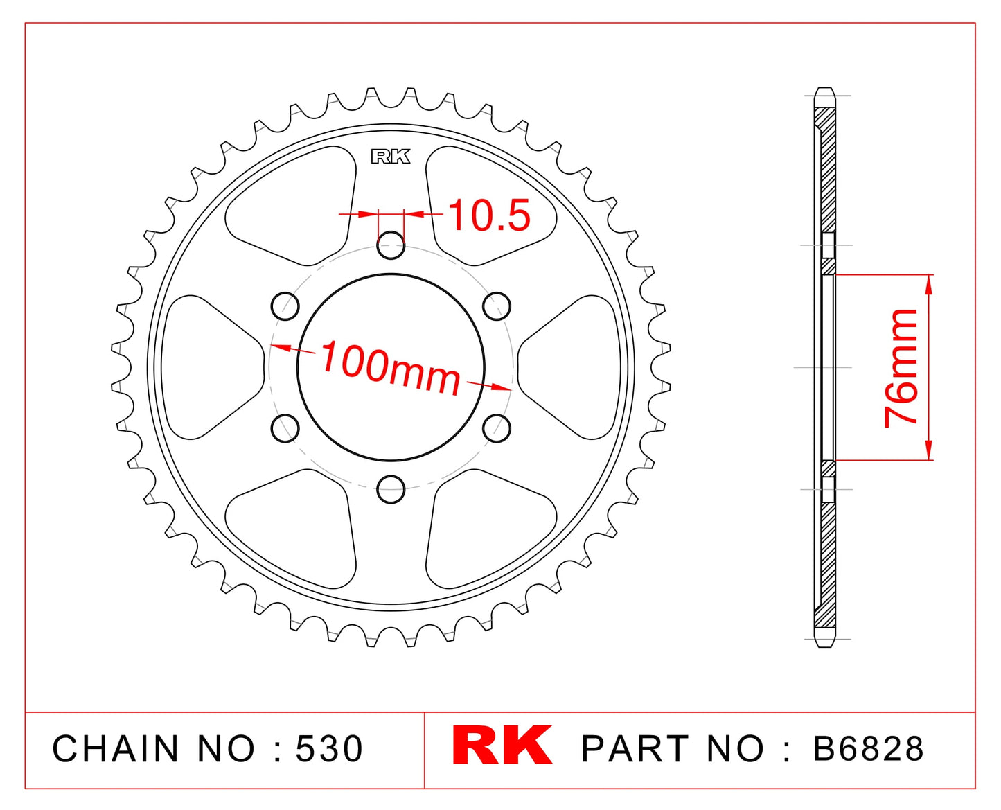 Sprocket Rear RK-B6828-50 JTR816 Afam 14902