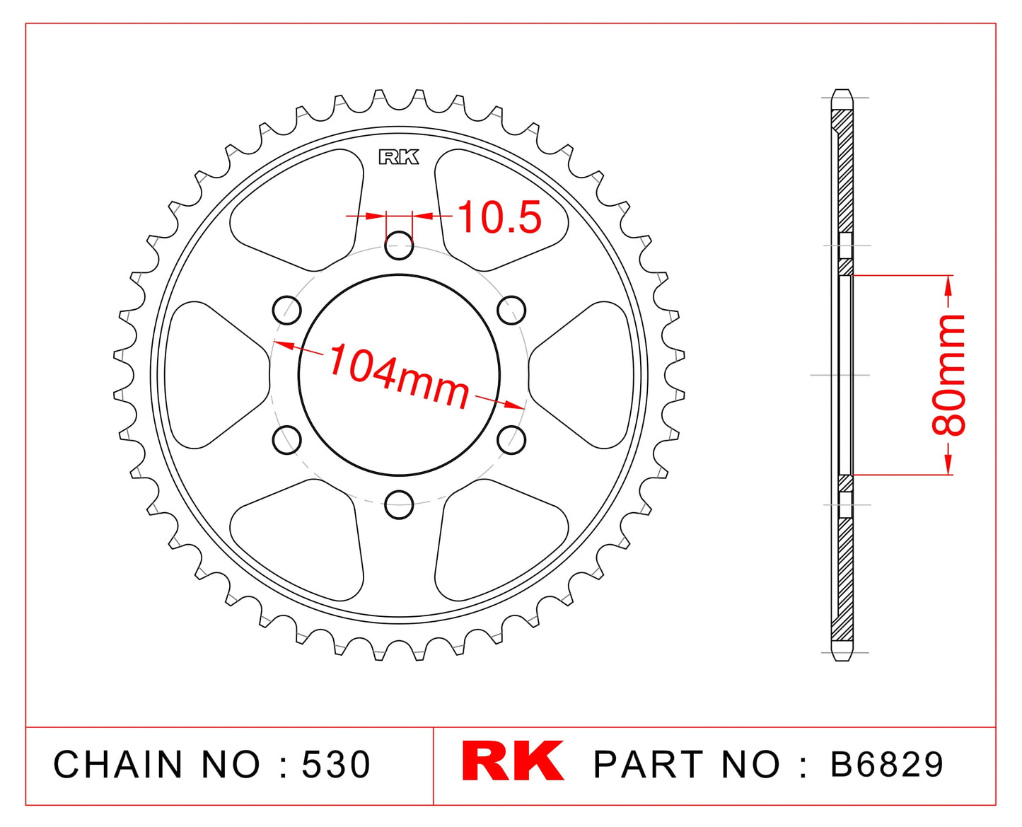Sprocket Rear RK-B6829-40 JTR488-40