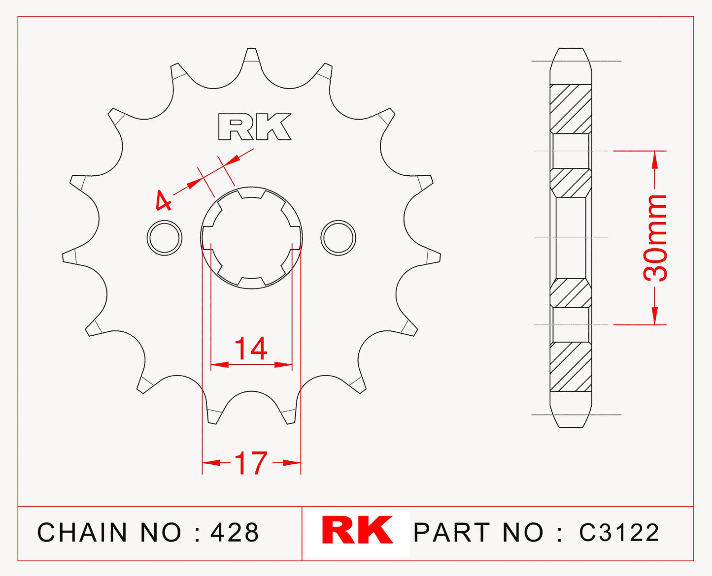 Sprocket Front RK-C3122-15 JTF273.15 428 pitch