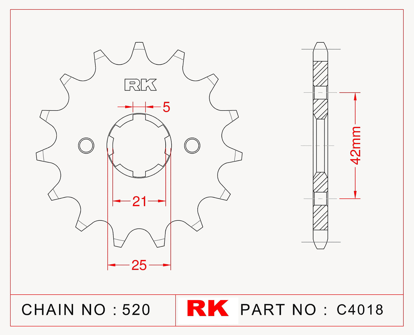 Sprocket Front RK-C4018-16 JTF569 Afam 21301