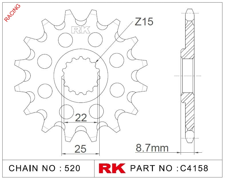 Sprocket Front Grooved RK-C4158-13-Q8 JTF1901 Afam 73301 Supersprox CST-1901-13