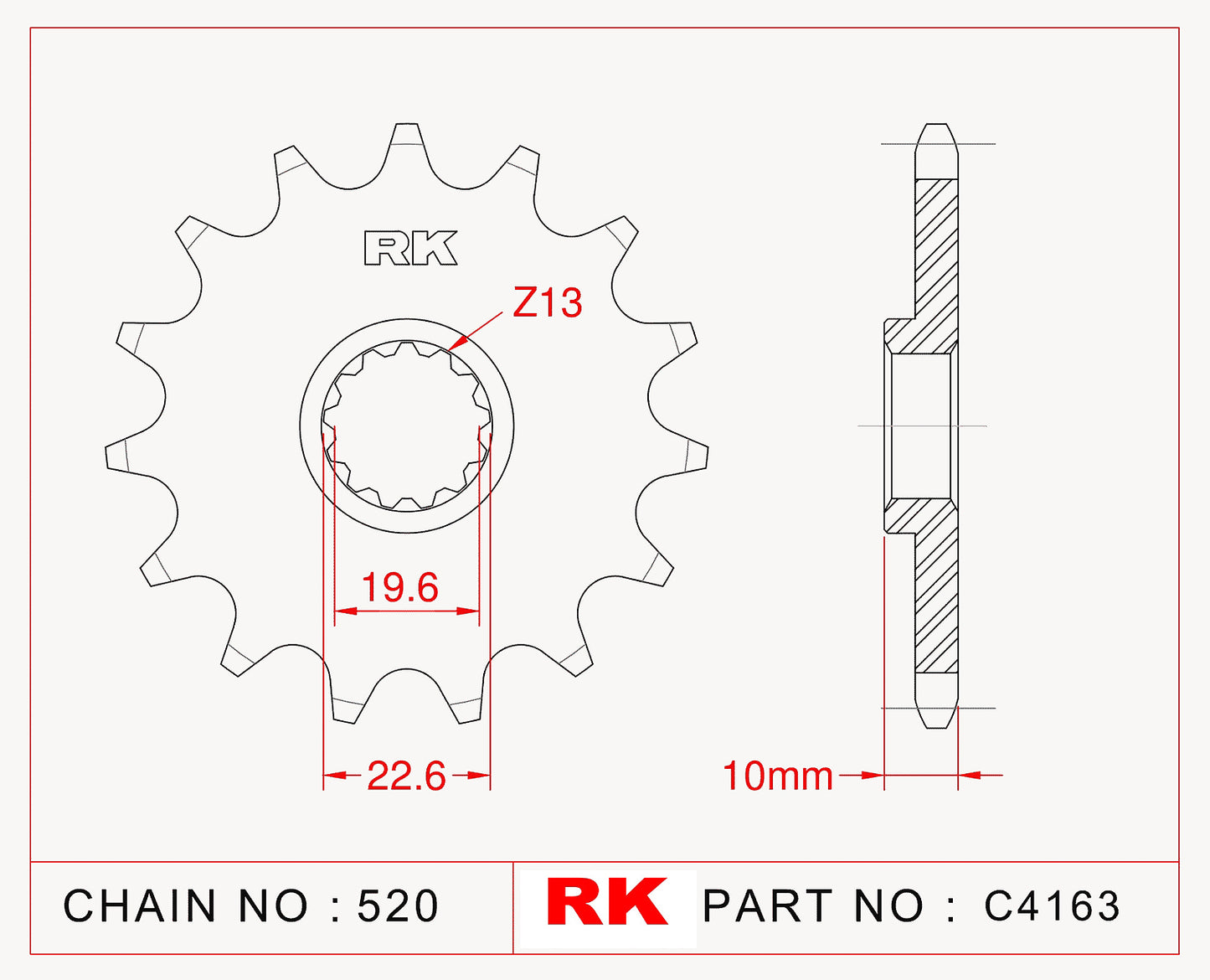 Sprocket Front RK-C4163-15 JTF432 Afam 22303