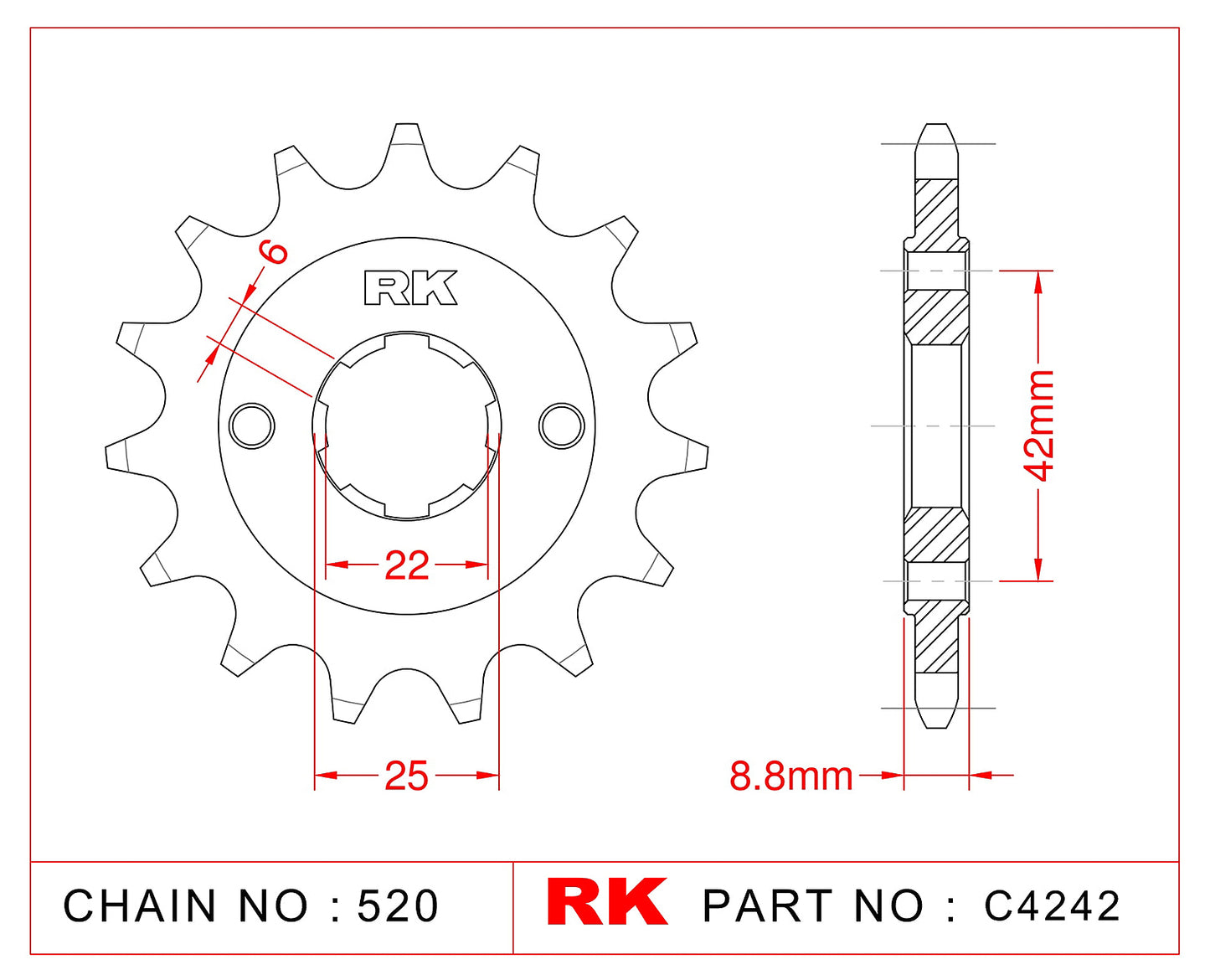 Sprocket Front RK-C4242-16 JTF276 Afam 20401