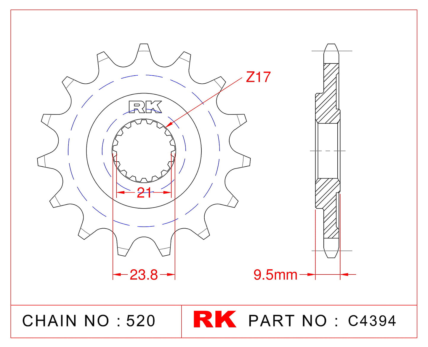 Sprocket Front RK-C4394-13 JTF284 CST-284-13