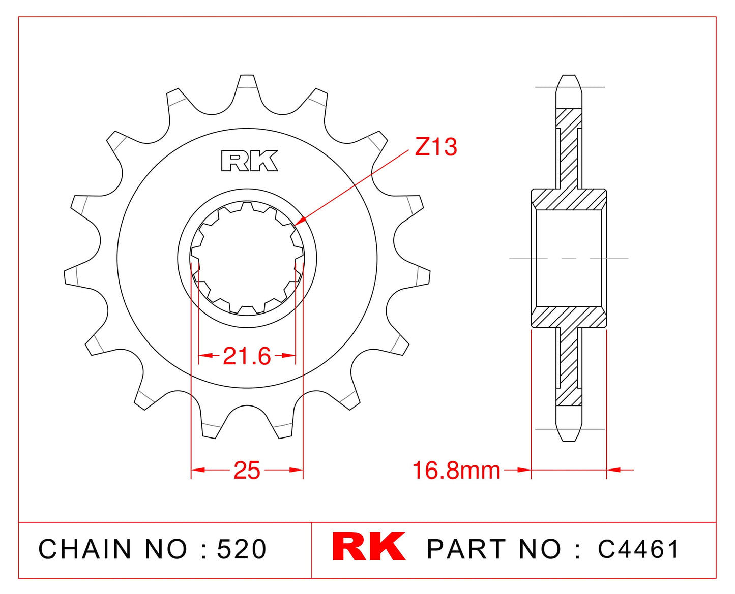 Sprocket Front RK-C4461-15 JTF1373 Afam 20617