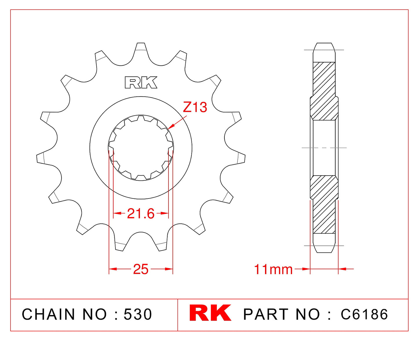 Sprocket Front RK-C6186-17 JTF580 Afam 21602