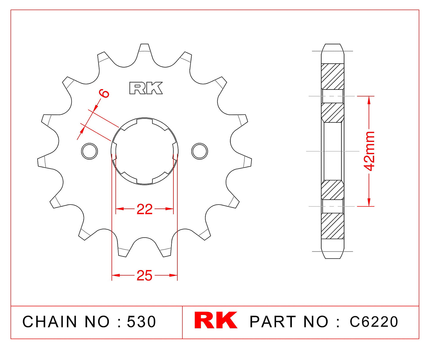 Sprocket Front RK-C6220-17 JTF 278-17 Afam 20400