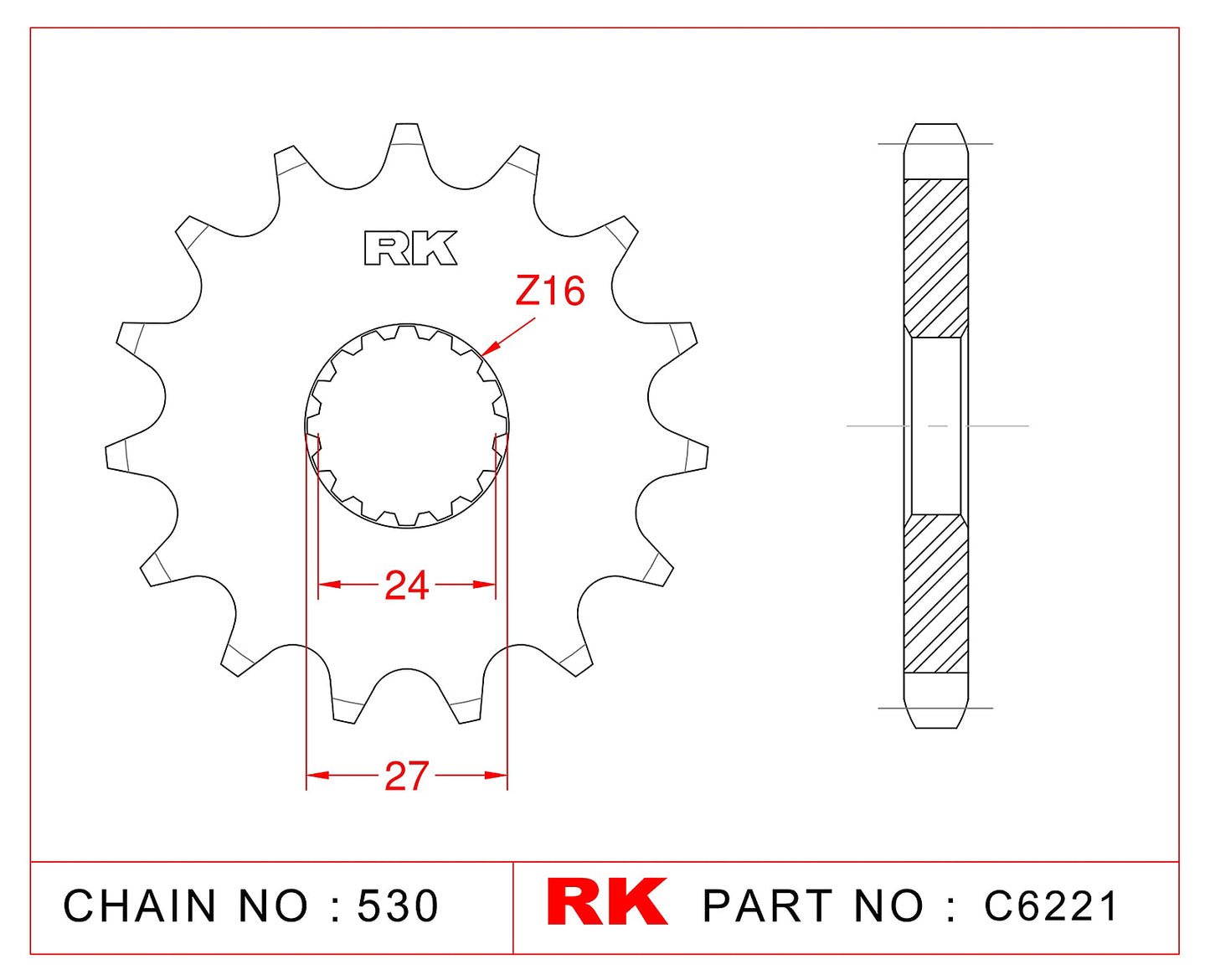Sprocket Front RK-C6221-18 JTF423 Afam 22900