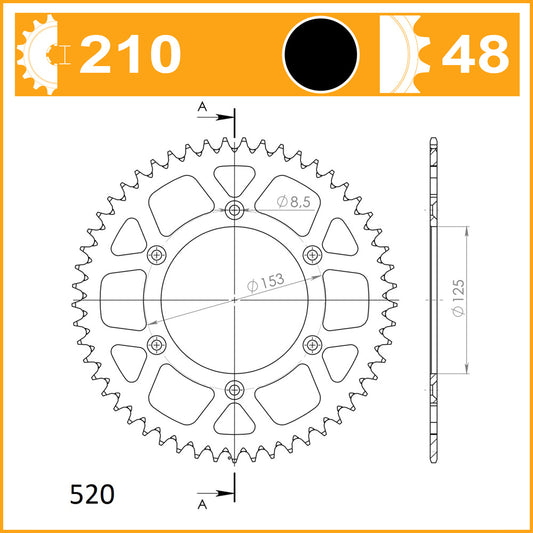 SuperSprox Rear Alloy MX RAL-210-48-BLK