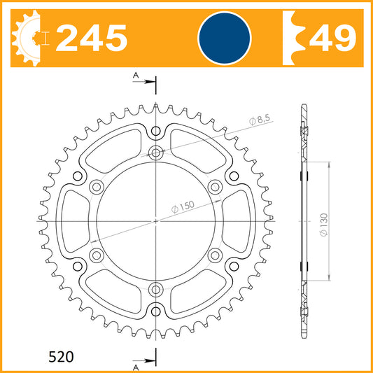 SuperSprox Rear Stealth RST-245-49-BLU