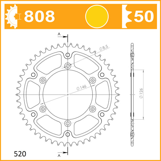 SuperSprox Rear Stealth Gold RST-808-50-GLD