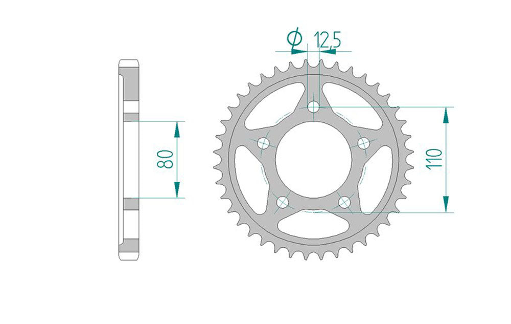 Sprocket Rear RK-B6600-42 JTR1334 Afam 10605 530 pitch