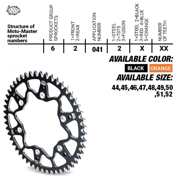 Moto-Master 7075 Alu Rear Sprocket - Black - 420-50 - KTM/Hqv/GasGas 65SX TC65 MC65 2025