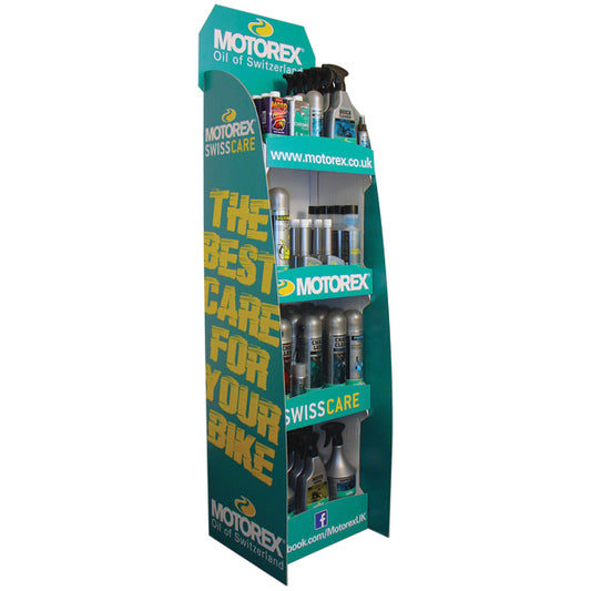 Motorex Cardboard Care Products Display Stand