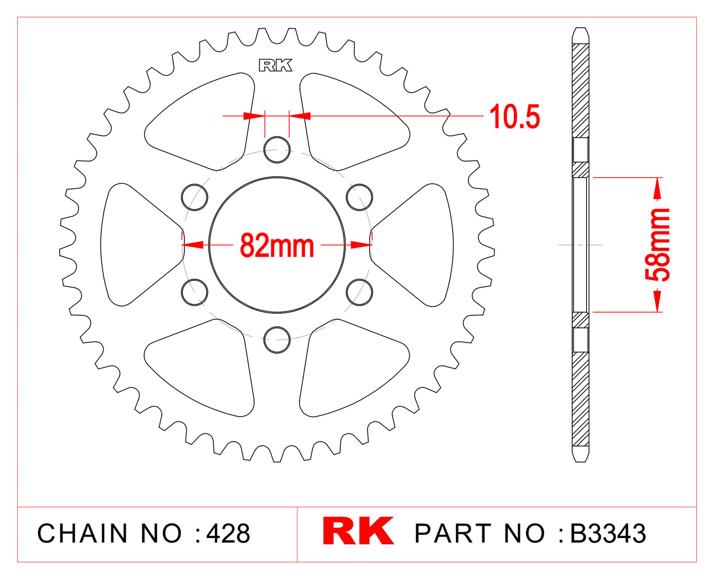 Sprocket Rear RK-B3343-37 428 pitch JTR1010