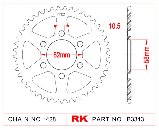 Sprocket Rear RK-B3343-37 428 pitch JTR1010