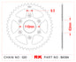 Sprocket Rear RK B4394-45BK0 -45 JTR890 Afam 71202