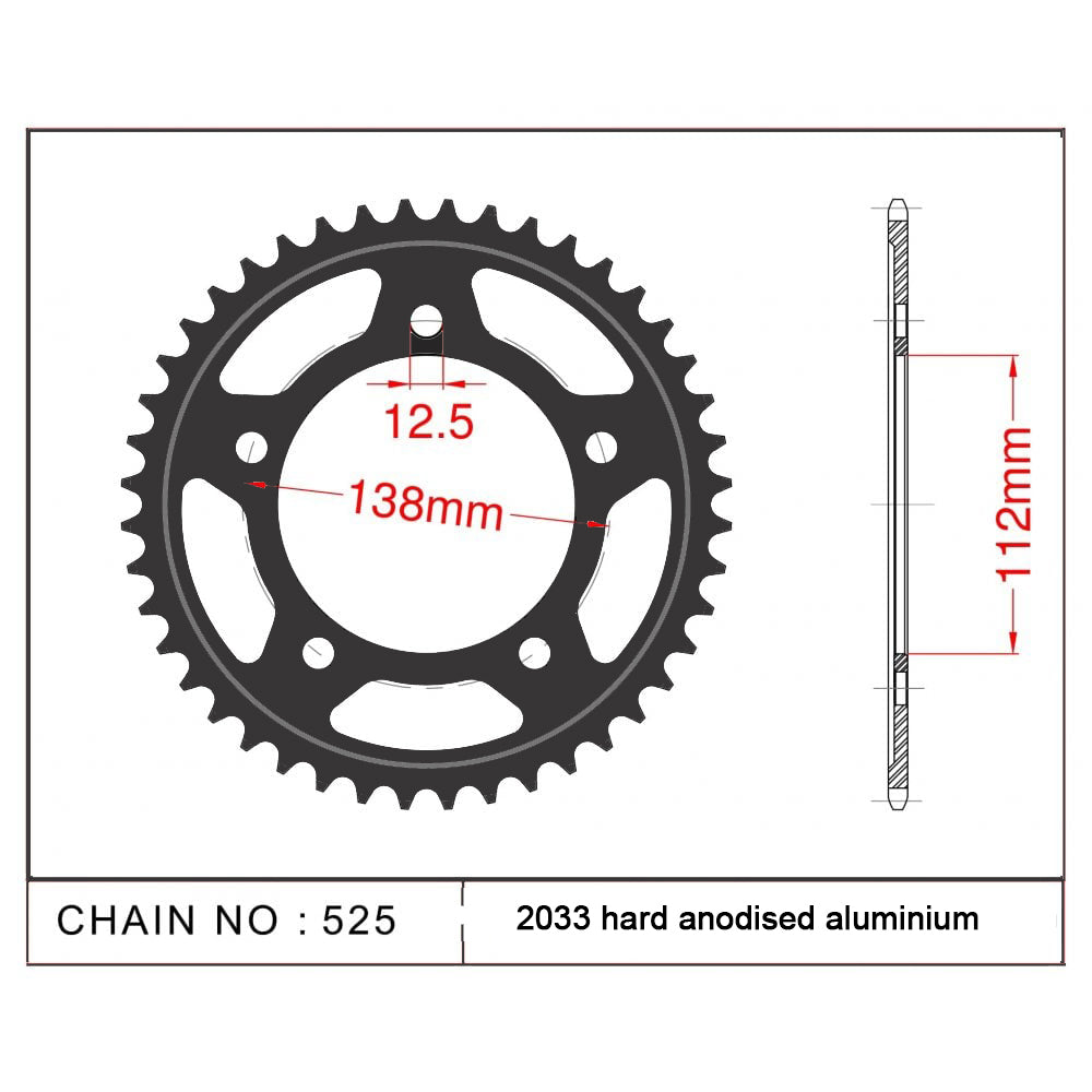 Sprocket Rear CHT2033 ED 7075-T6 RK-B5005-44 JTR1304 Afam 10613 - Special Order